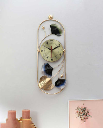 Multicolor Oval Etching Wall Clock | 24 x 9 inches
