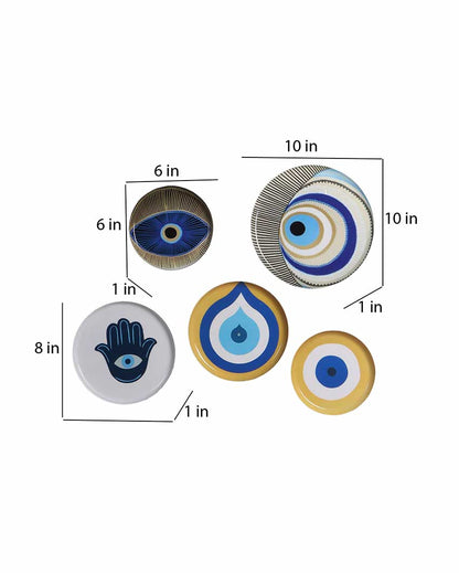 Evil Eye Meena Wall Art Plates | Set Of 5