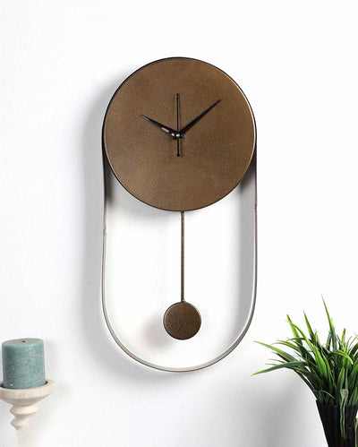 Antique Brown Textured Pendulum Clock | 10 x 2 x 18 inches