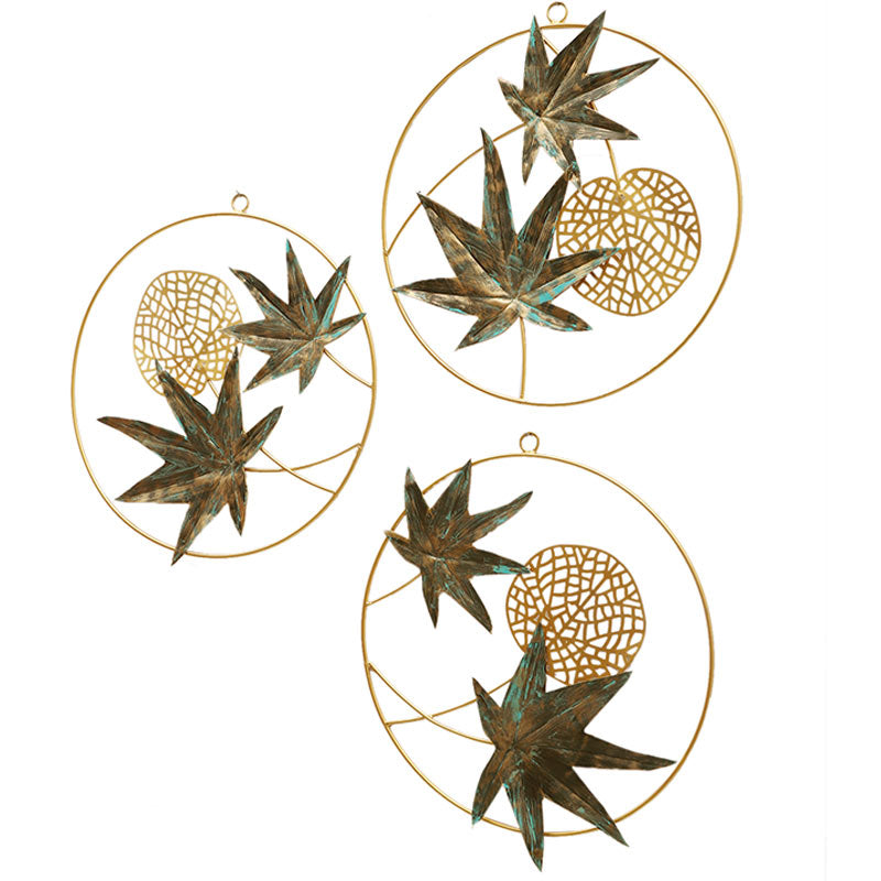 Green & Gold Maple Leaves Wall Decor | Set of 3 Default Title
