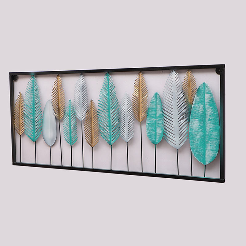 Rectangular Multicolor Etching Leaves Wall Decor Default Title