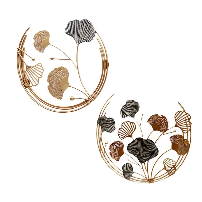 Wired Gold & Grey Leaves Wall Decor | Set of 2 Default Title