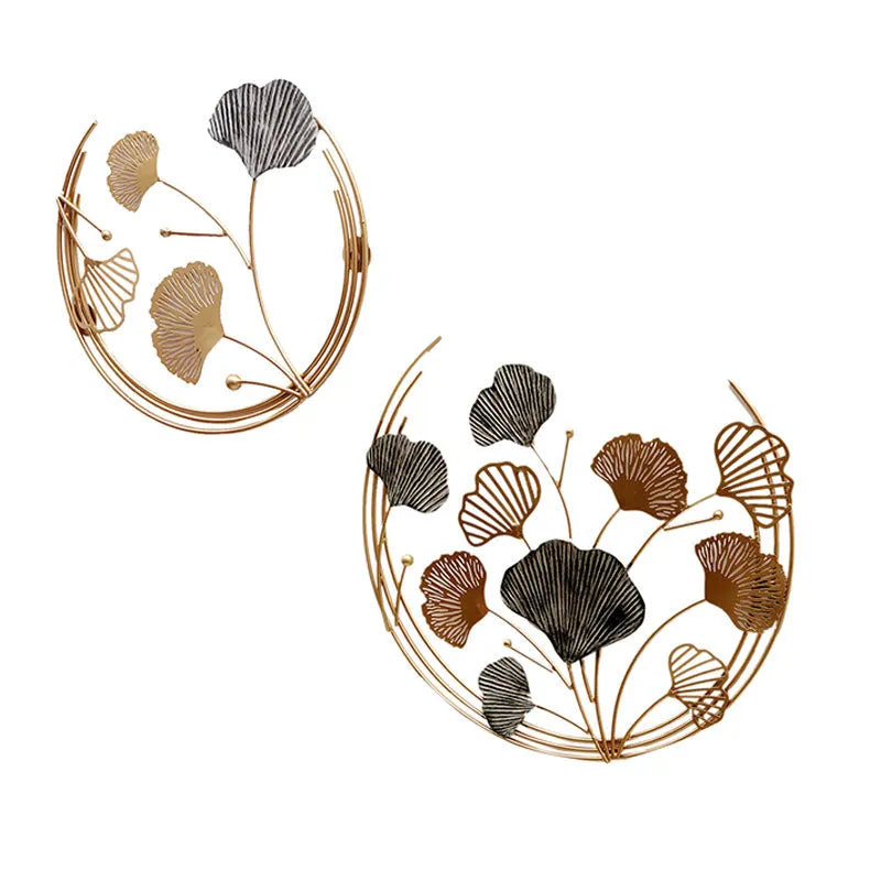 Wired Gold & Grey Leaves Wall Decor | Set of 2 Default Title