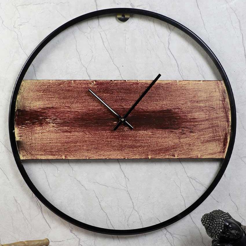 Black & Brown Round Iron Wall Clock