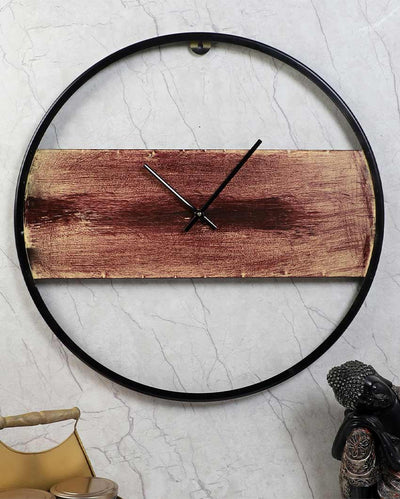 Black & Brown Round Iron Wall Clock