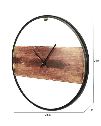 Black & Brown Round Iron Wall Clock