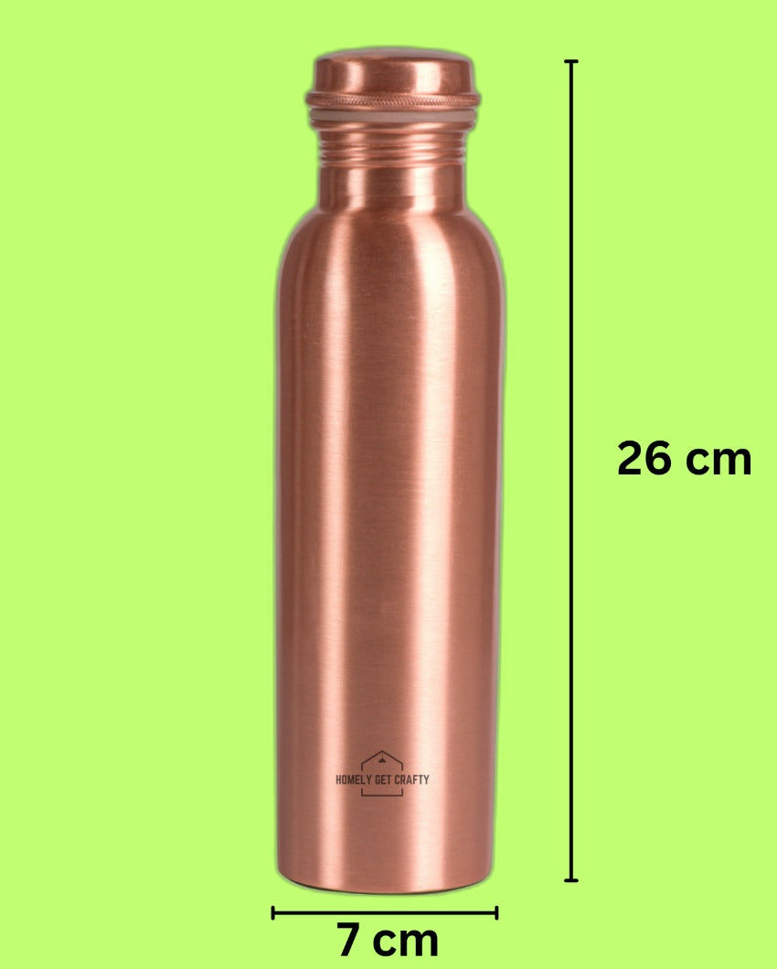 Healthy Plain Matt Finish Copper Water Bottle | 3 x 10 inches