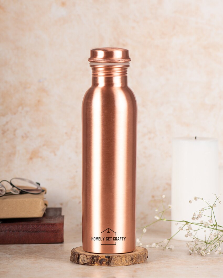 Healthy Plain Matt Finish Copper Water Bottle | 3 x 10 inches