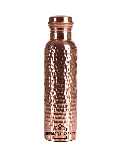 Shaded Glossy Finish Handcrafted Hammered Copper Water Bottle | 3 x 10 inches