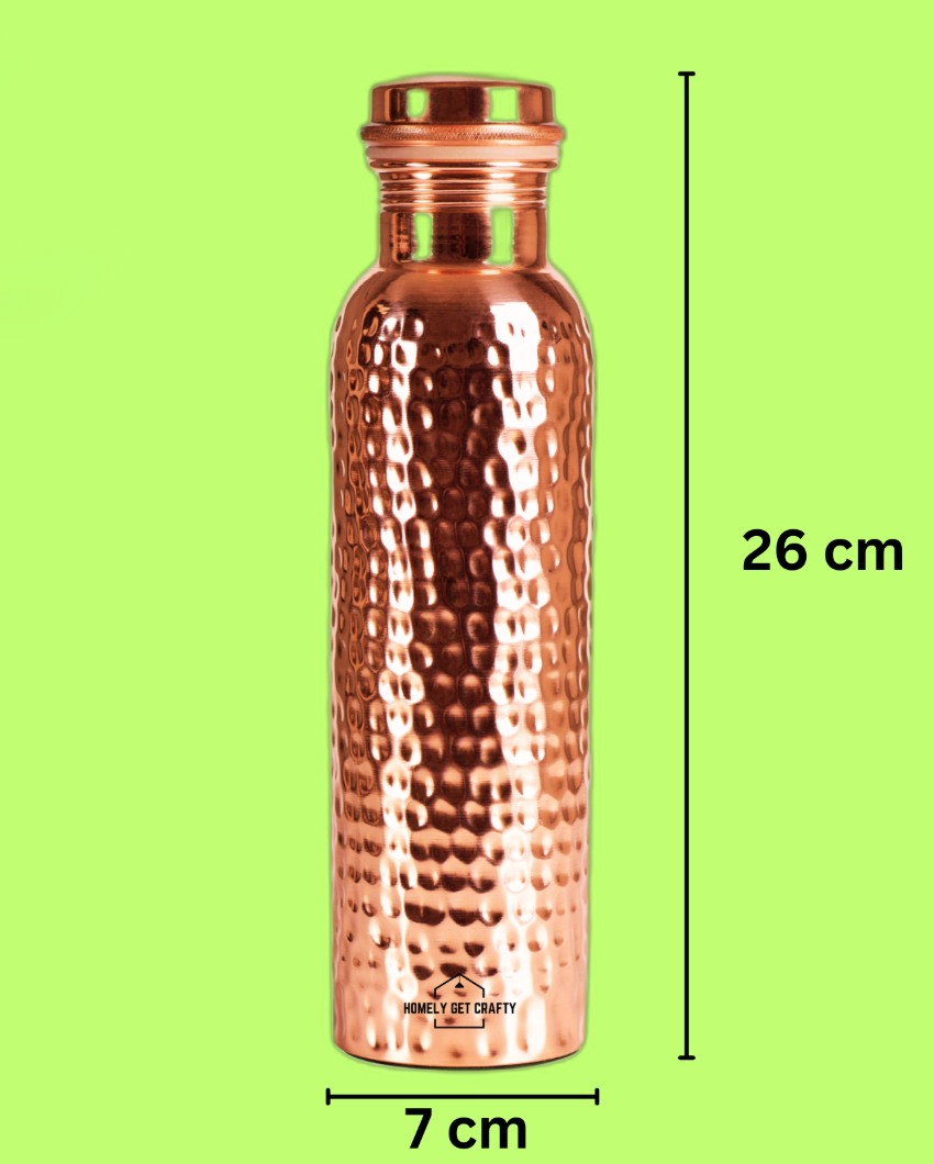 Shaded Glossy Finish Handcrafted Hammered Copper Water Bottle | 3 x 10 inches