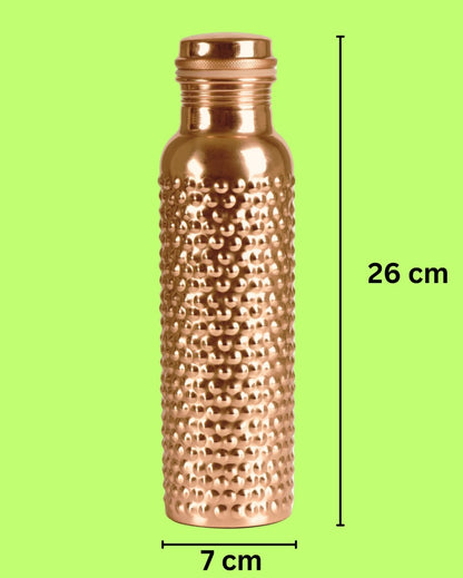 Luxe Raised Dotted Design Copper Water Bottle | 3 x 10 inches