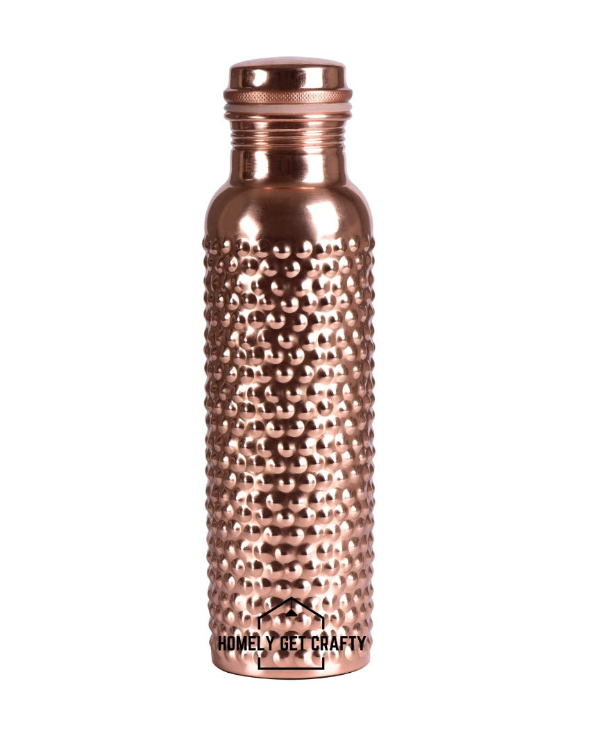 Luxe Raised Dotted Design Copper Water Bottle | 3 x 10 inches