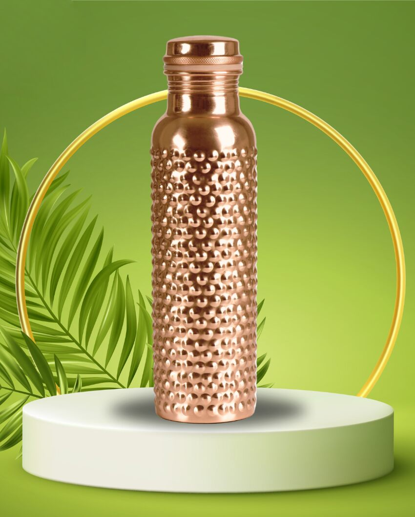 Luxe Raised Dotted Design Copper Water Bottle | 3 x 10 inches