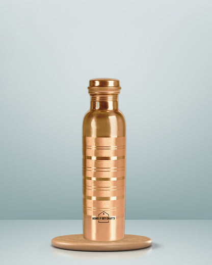 Luxury Striped Design Copper Water Bottle | 3 x 10 inches