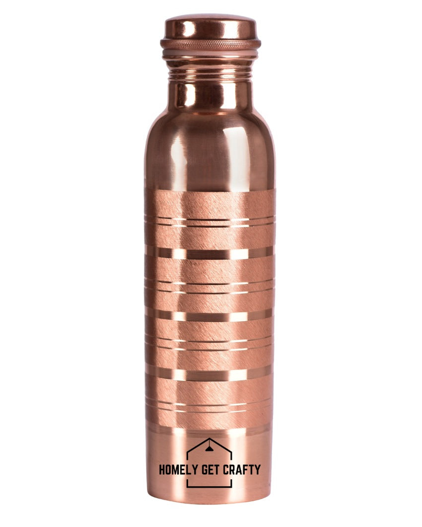 Luxury Striped Design Copper Water Bottle | 3 x 10 inches