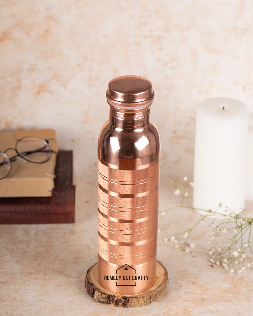 Luxury Striped Design Copper Water Bottle | 3 x 10 inches