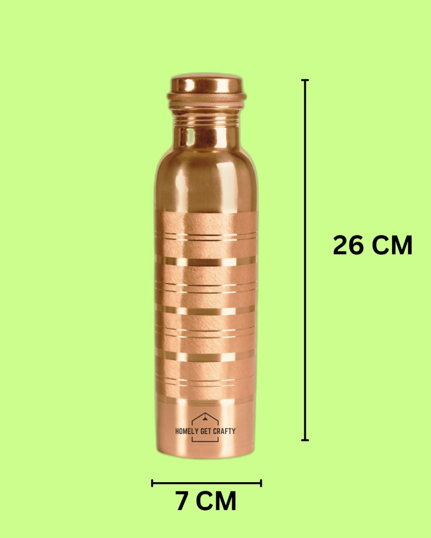 Luxury Striped Design Copper Water Bottle | 3 x 10 inches