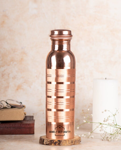 Luxury Striped Design Copper Water Bottle | 3 x 10 inches