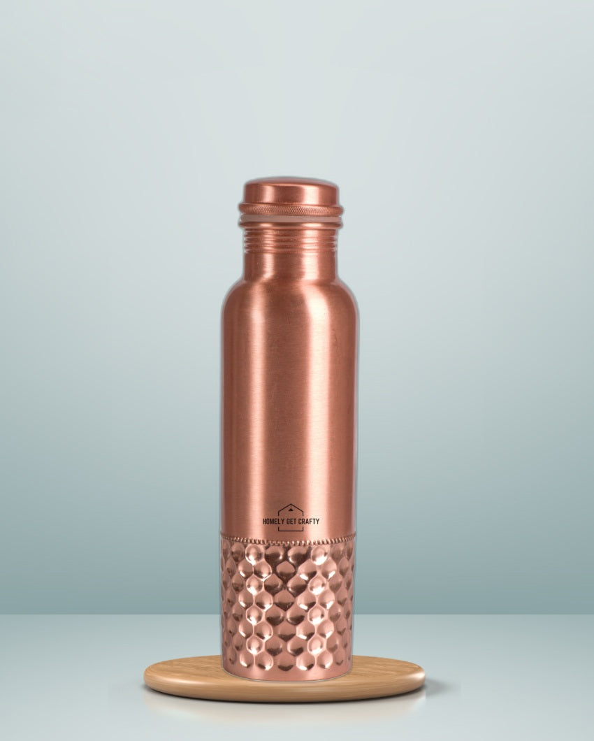 Unique Dimpled Design Hammered Copper Water Bottle | 3 x 10 inches