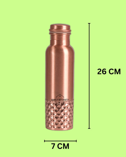 Unique Dimpled Design Hammered Copper Water Bottle | 3 x 10 inches