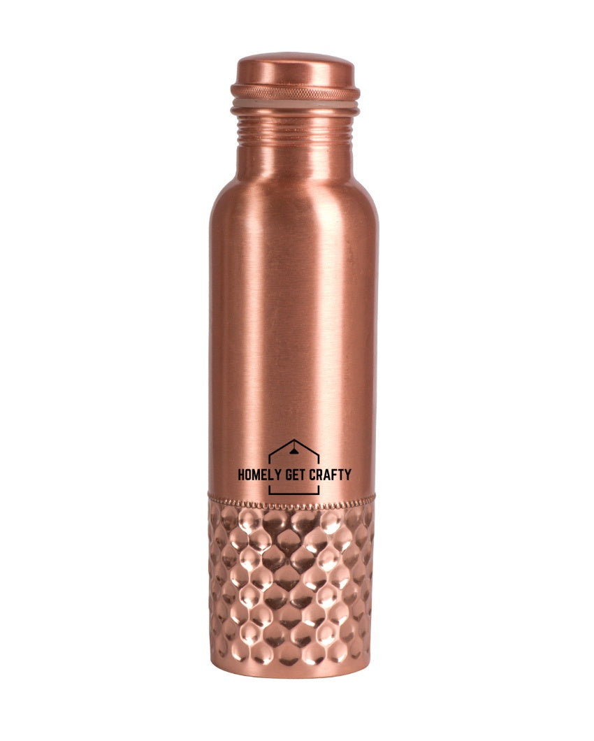 Unique Dimpled Design Hammered Copper Water Bottle | 3 x 10 inches