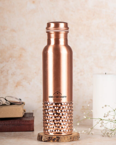 Stylish & Elegant Raised Dotted Design Copper Water Bottle | 3 x 10 inches