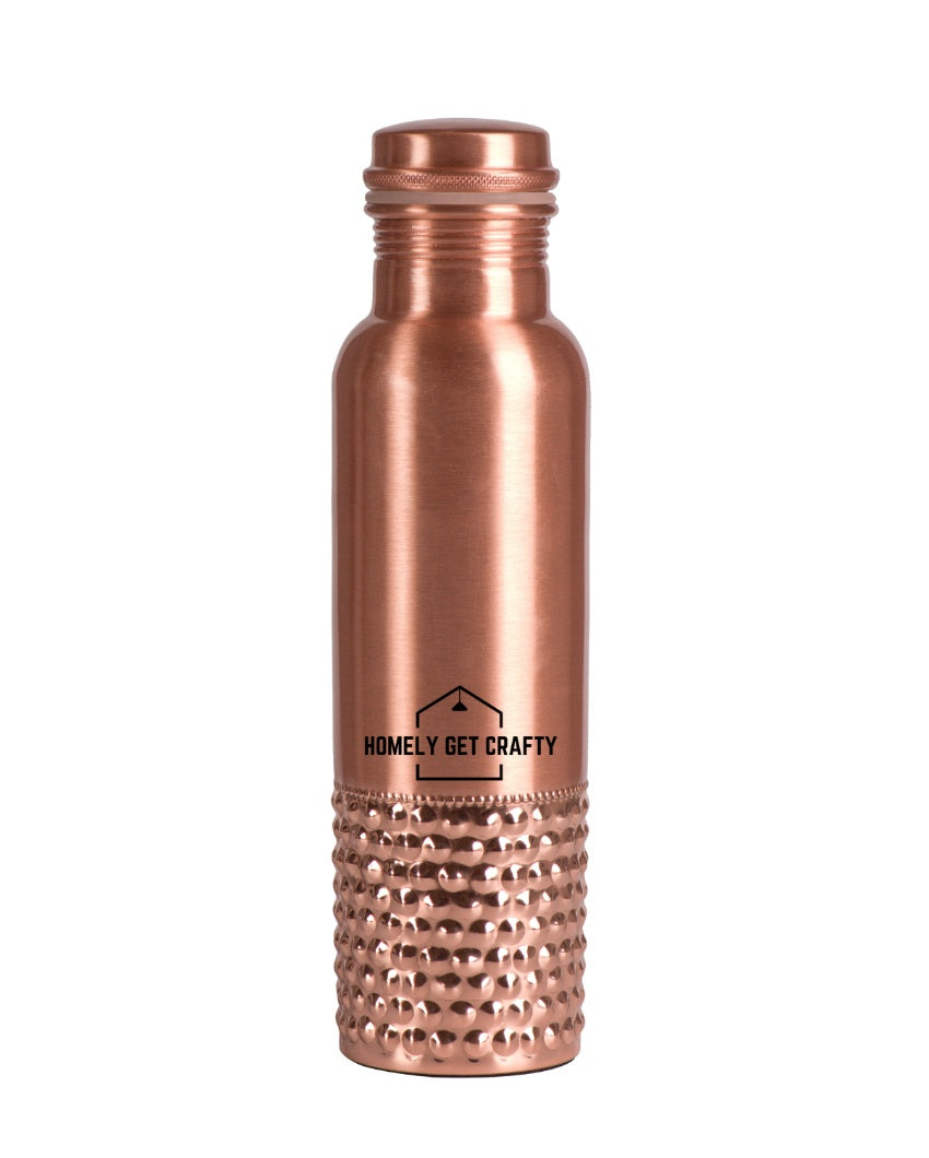 Stylish & Elegant Raised Dotted Design Copper Water Bottle | 3 x 10 inches