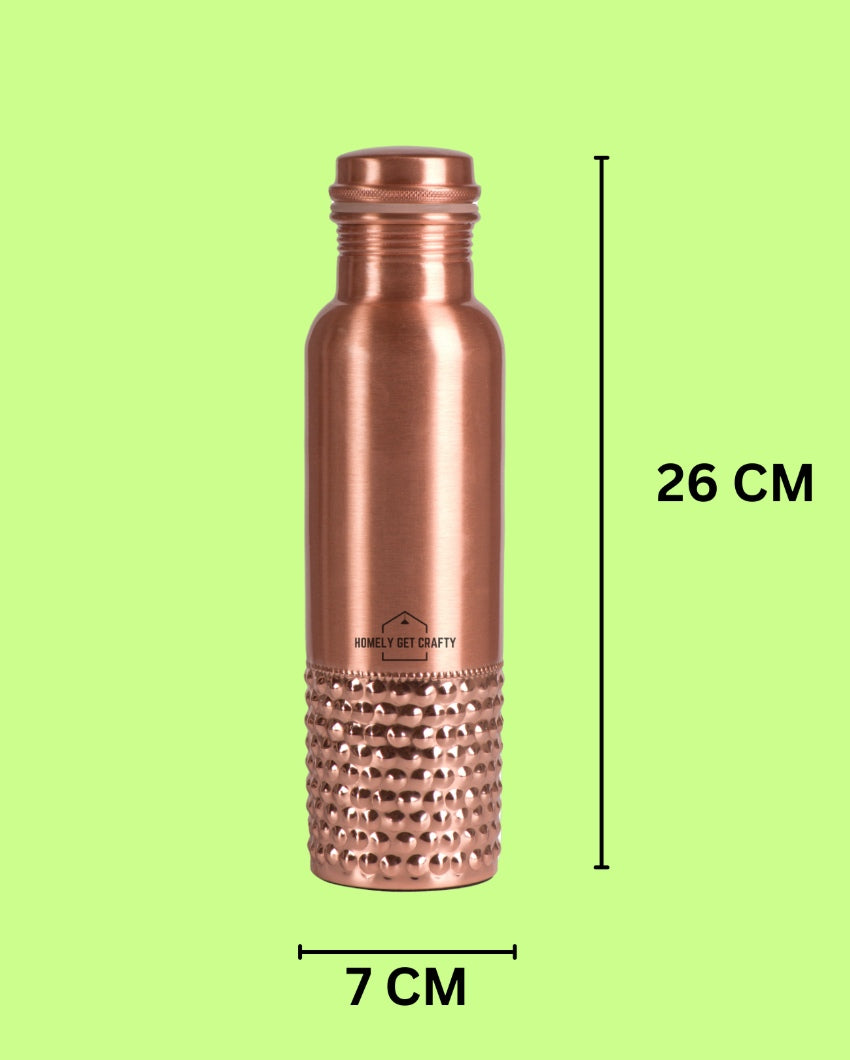 Stylish & Elegant Raised Dotted Design Copper Water Bottle | 3 x 10 inches