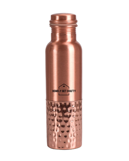 Unique Dot Pattern Design Handcrafted Half Hammered Copper Water Bottle | 3 x 10 inches