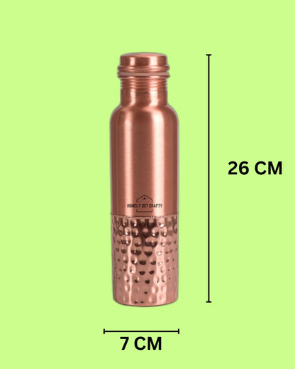 Unique Dot Pattern Design Handcrafted Half Hammered Copper Water Bottle | 3 x 10 inches