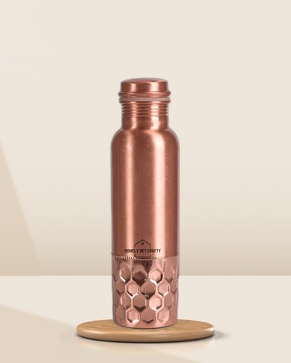 Luxe Half Diamond Design Copper Water Bottle | 3 x 10 inches