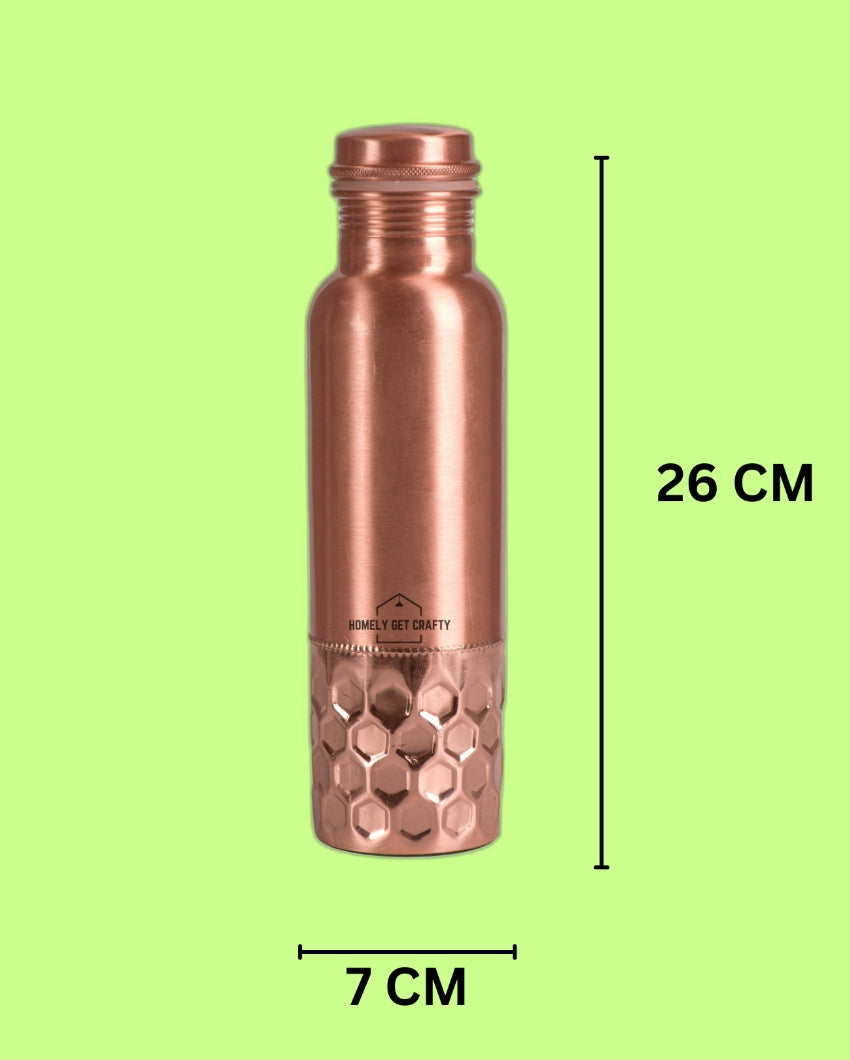 Luxe Half Diamond Design Copper Water Bottle | 3 x 10 inches