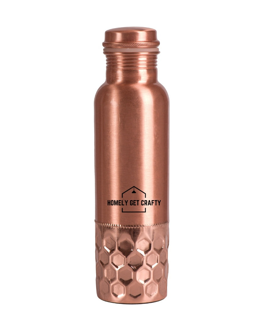 Luxe Half Diamond Design Copper Water Bottle | 3 x 10 inches