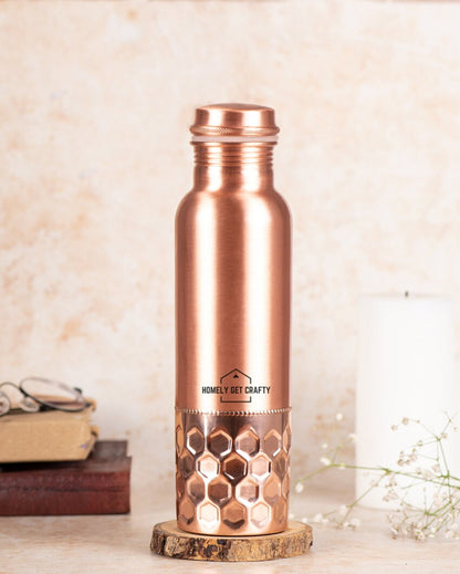 Luxe Half Diamond Design Copper Water Bottle | 3 x 10 inches