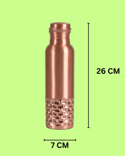 Unique Half Brick Pattern Design Copper Water Bottle | 3 x 10 inches