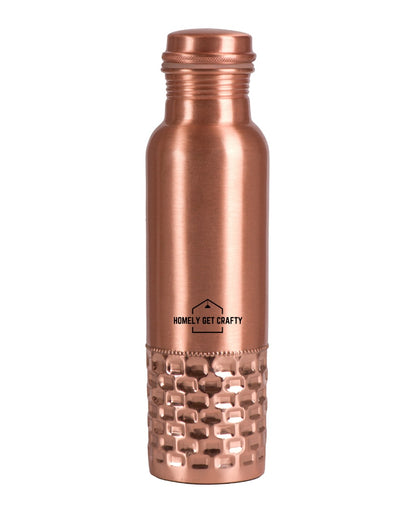 Unique Half Brick Pattern Design Copper Water Bottle | 3 x 10 inches