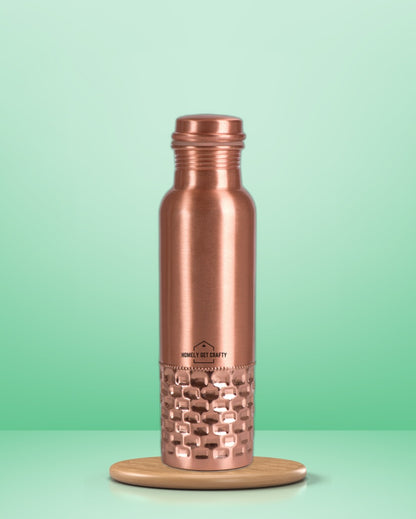 Unique Half Brick Pattern Design Copper Water Bottle | 3 x 10 inches