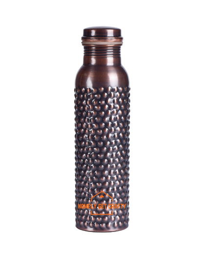 Stylish Handcrafted Dotted Dark Copper Water Bottle | 3 x 10 inches