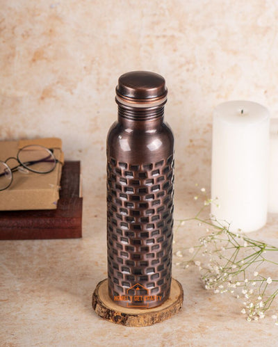 Vintage Brick Design Black Copper Water Bottle | 3 x 10 inches