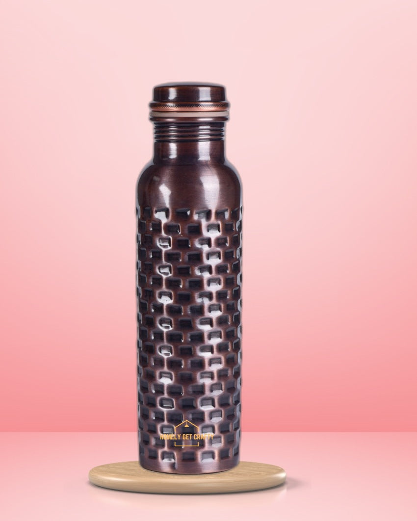 Vintage Brick Design Black Copper Water Bottle | 3 x 10 inches