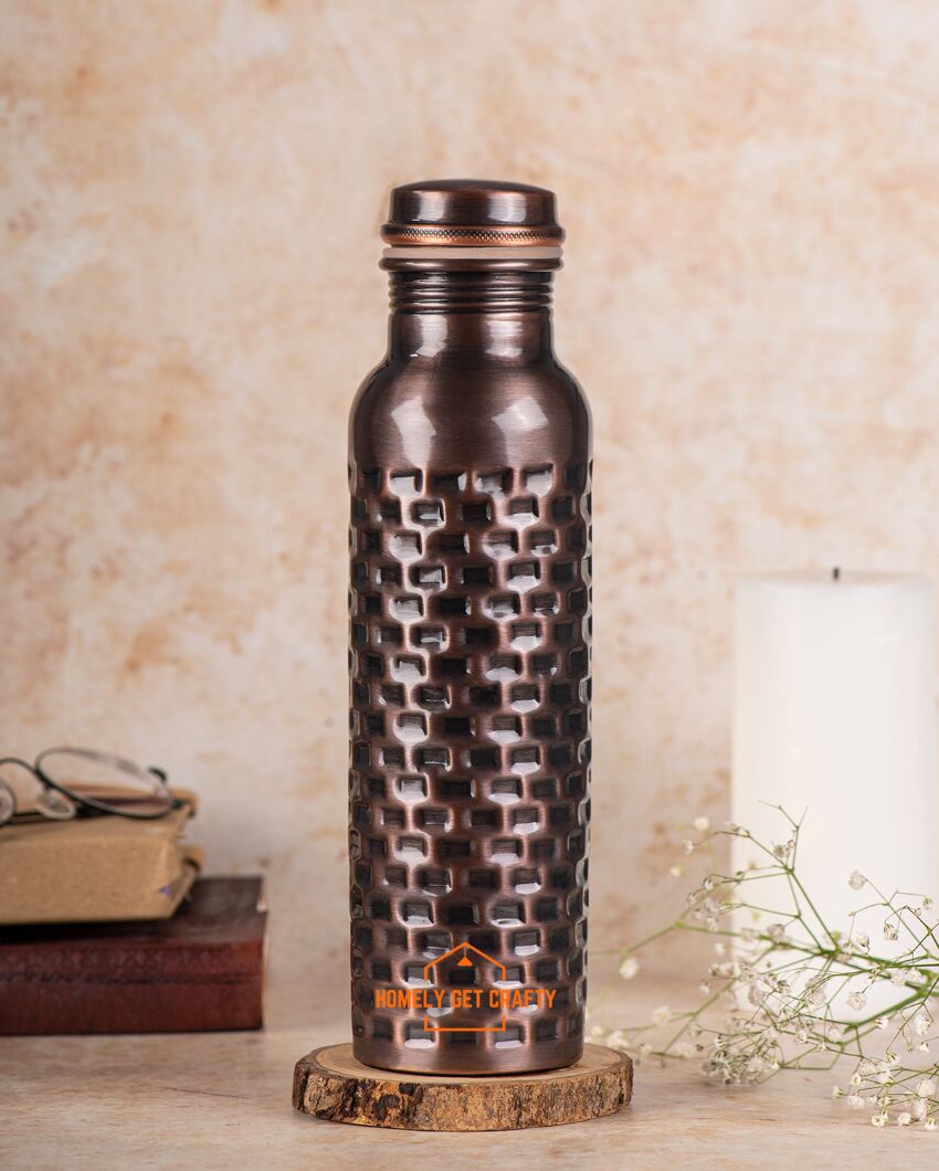 Vintage Brick Design Black Copper Water Bottle | 3 x 10 inches