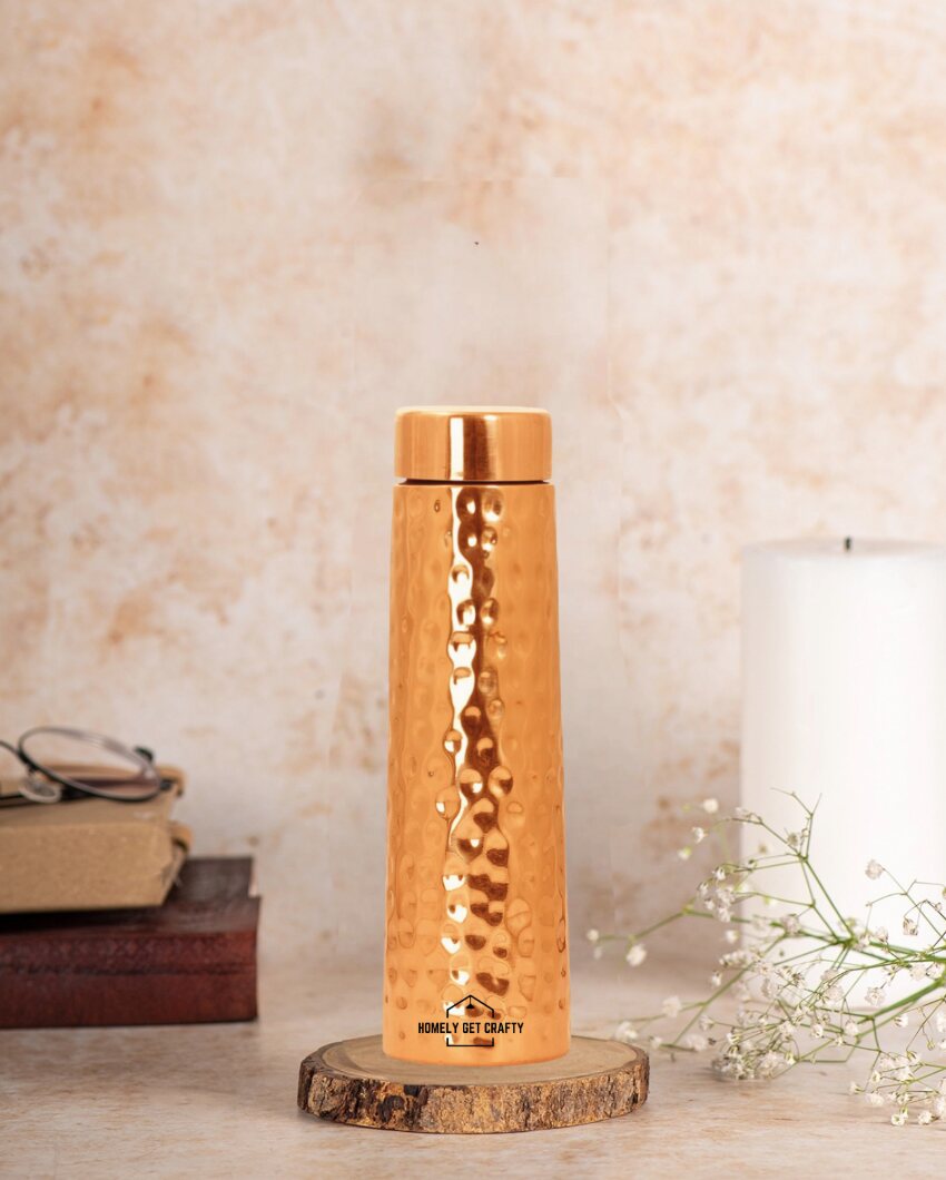 Hammered Dimples Design King Plane Copper Water Bottle | 3 x 11 inches