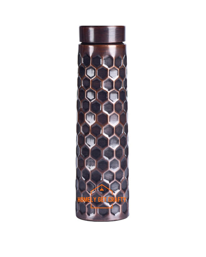 Elegant Diamond Pattern Copper Water Bottle | 3 x 11 inches