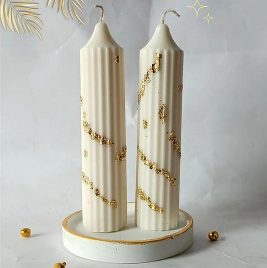 White Gold Hope Pillar Candles | Set of 2 Default Title