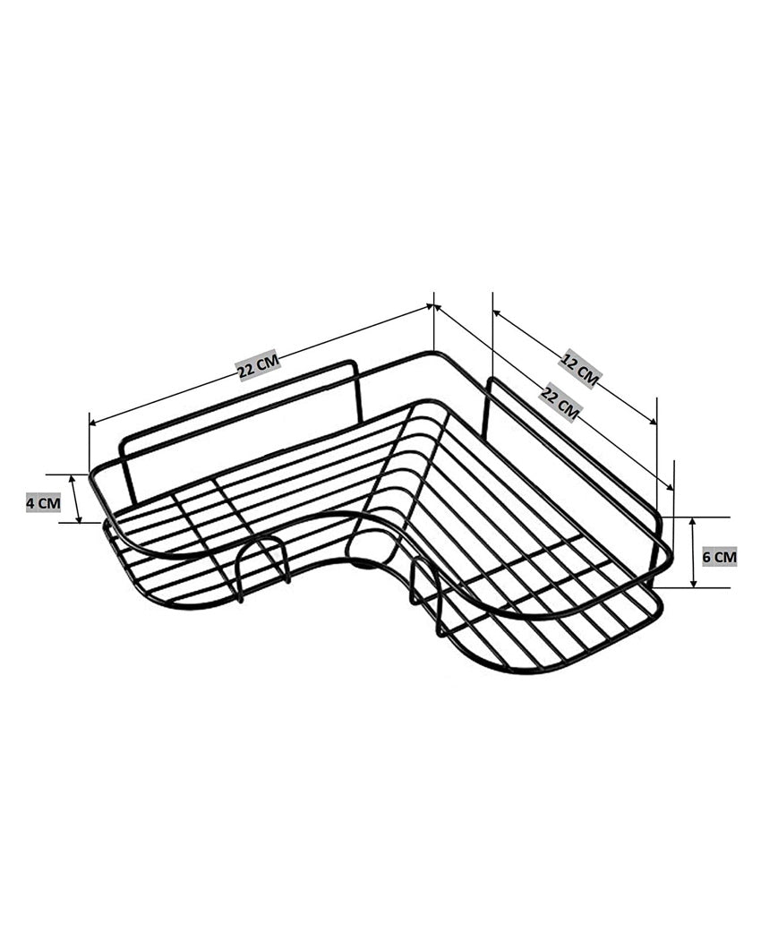 Sleek Bathroom Corner Black Shelf Rack Organizer | 9 x 9 x 2 inches