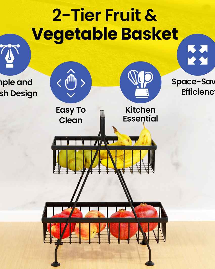 Kitchen Fruit & Vegetable Metal Basket | 12 x 7.5 x 13 inches