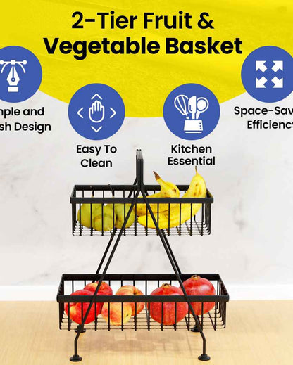 Kitchen Fruit & Vegetable Metal Basket | 12 x 7.5 x 13 inches