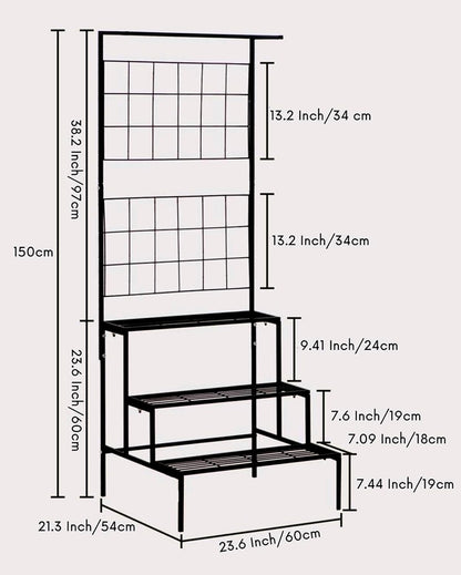 Spacious OLYMPUS Metal Planter Stand without Pot and Plant | 24 x 21 x 59 inches