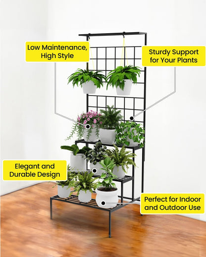 Spacious OLYMPUS Metal Planter Stand without Pot and Plant | 24 x 21 x 59 inches