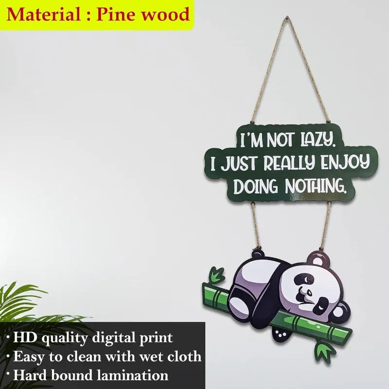 Lazy Panda Wooden Wall Hanging